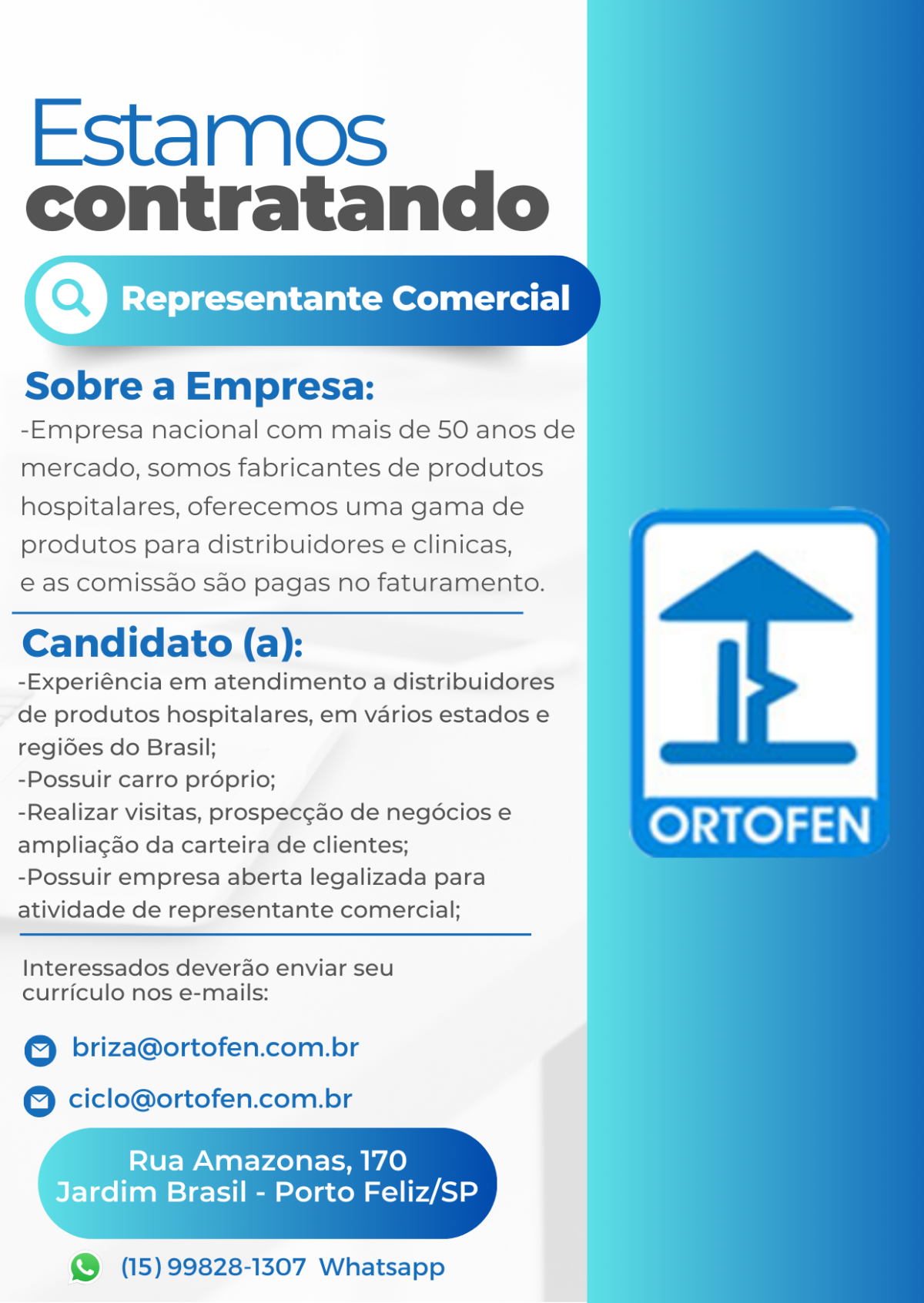 VAGA REPRESENTANTE COMERCIAL