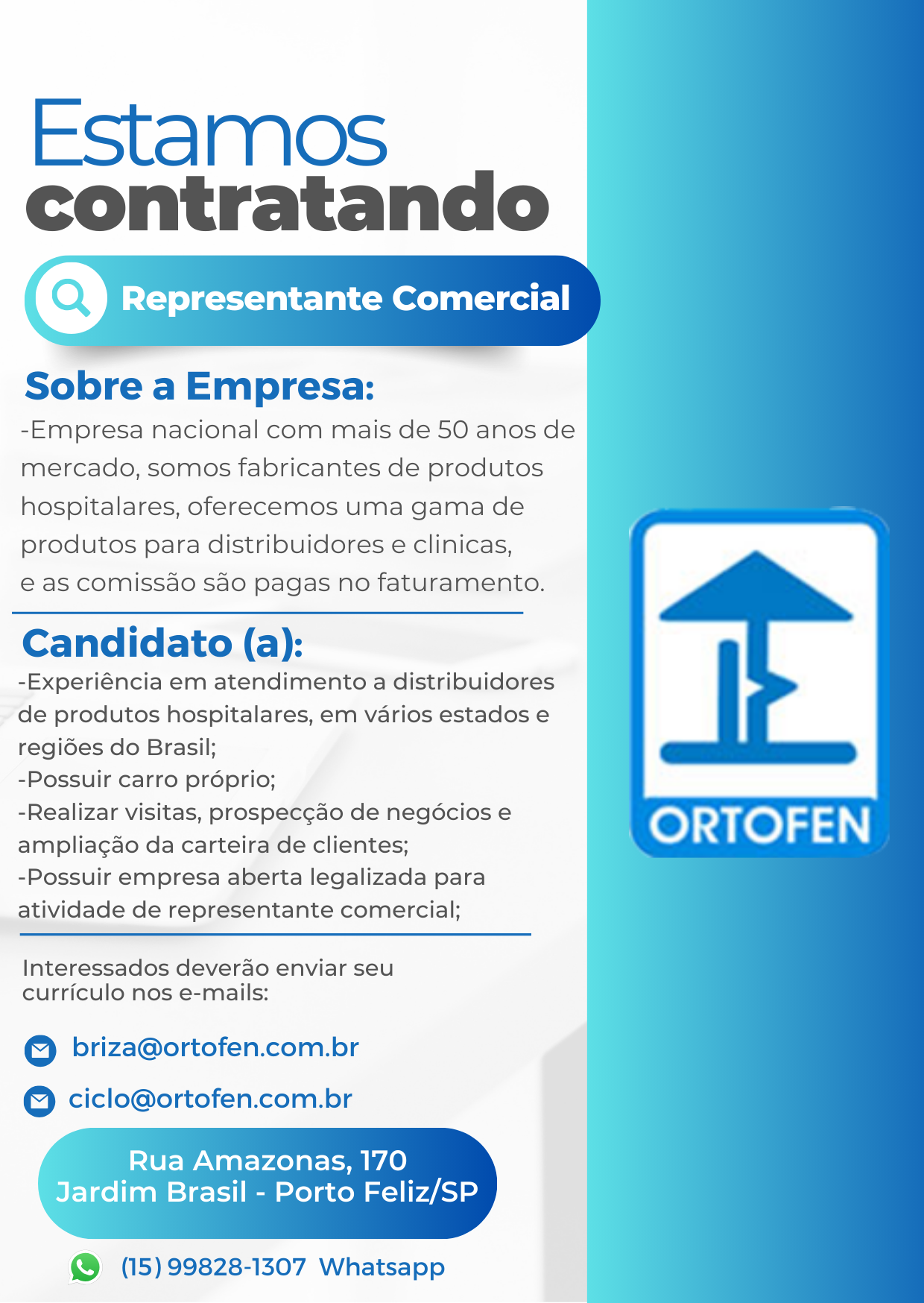VAGA REPRESENTANTE COMERCIAL